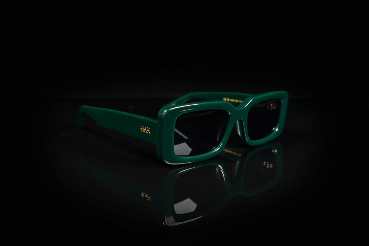 SEAR sunglasses 3/4 angle view on black reflective background
